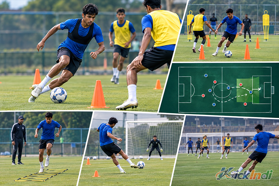 Best drills for developing inside cutting wingers in modern football training session
