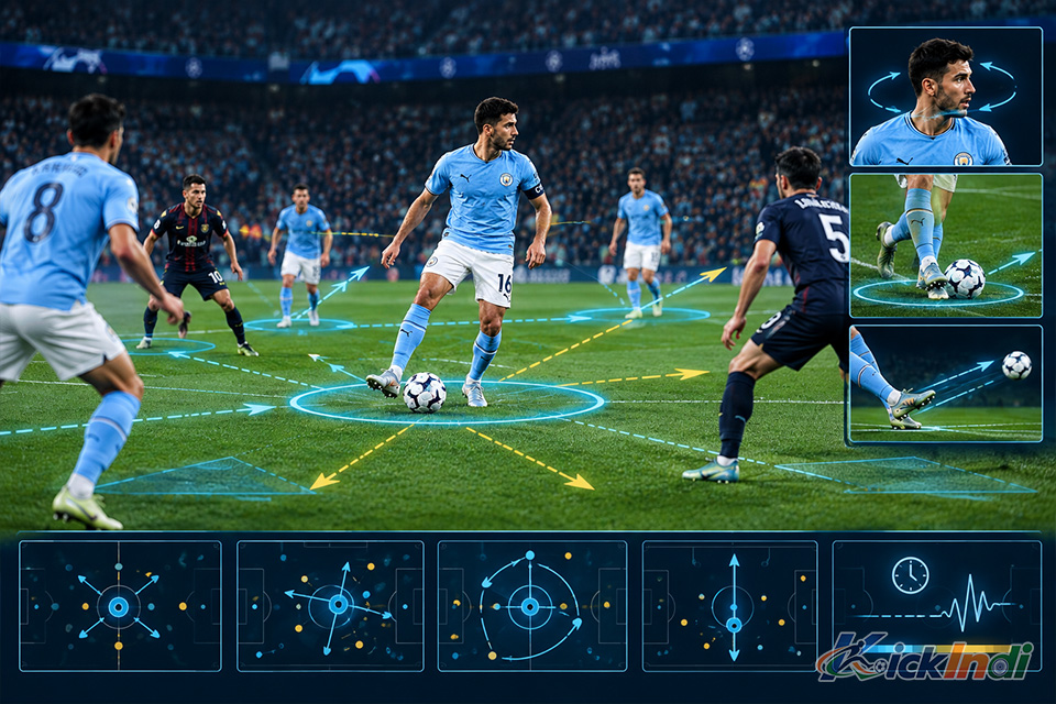 Football player demonstrating how deep lying midfielders control match tempo with precise passing.