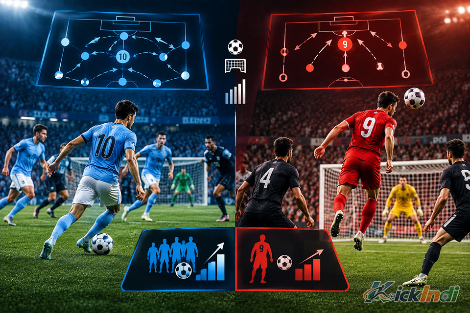 Tactical heatmap showing how a false 9 affects team goal scoring compared to a striker