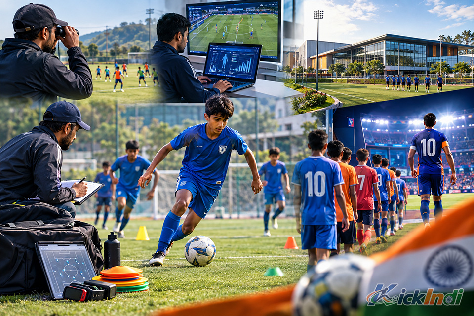 Scouts evaluating youth players and coaches explaining how Indian academies scout and develop talent for ISL