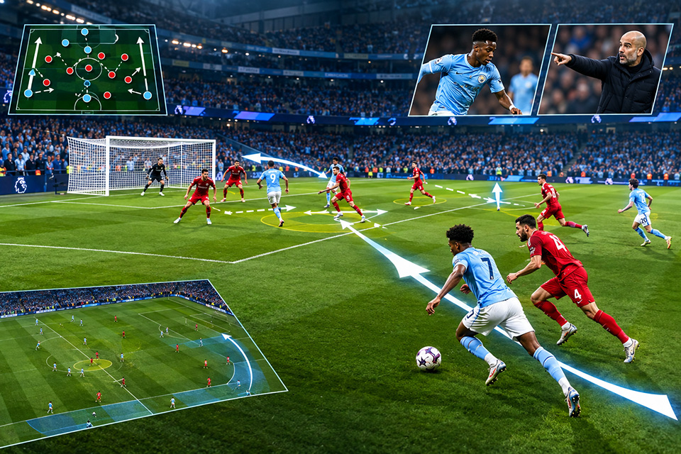 Premier League wing play system utilizing modern counter attacking tactics