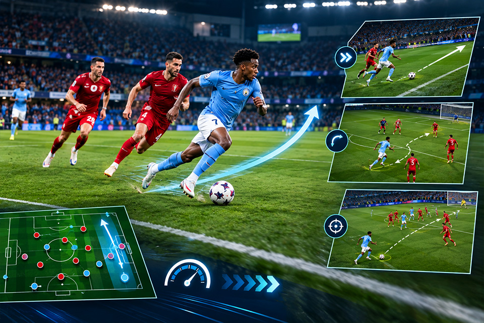 Winger controlling match tempo and dictating pace in counter attacking football